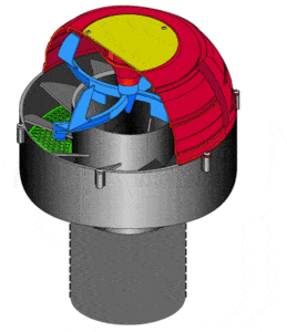 an animation of how the air flows through the Series 9000 engine precleaner
