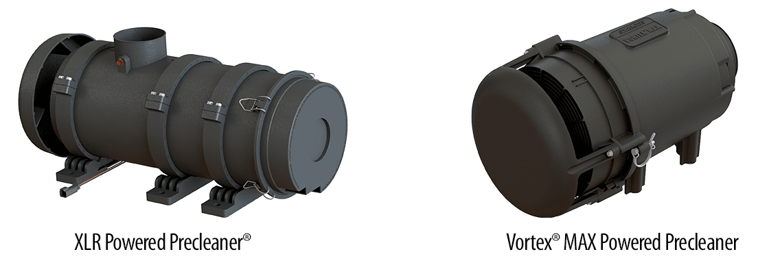 images of the Precleaners: XLR Powered Precleaner® and Vortex® MAX precleaner