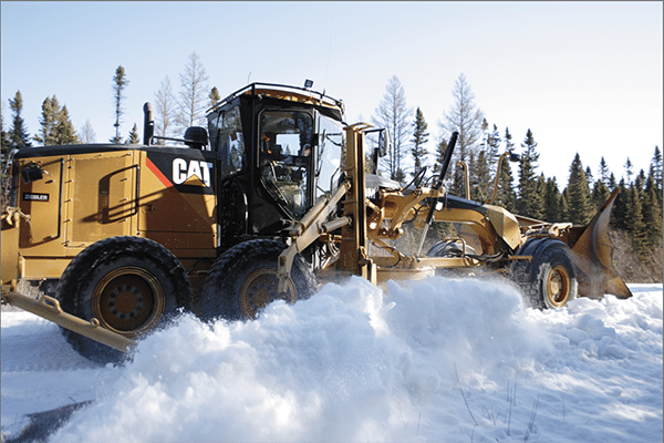 A snowplow pushing snow